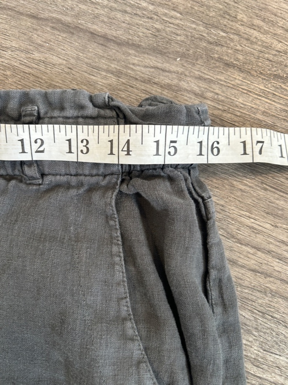 Anthro Cloth & Stone Linen Wide Leg Cropped Pants Raw Hem Paperbag M - Picture 4 of 9